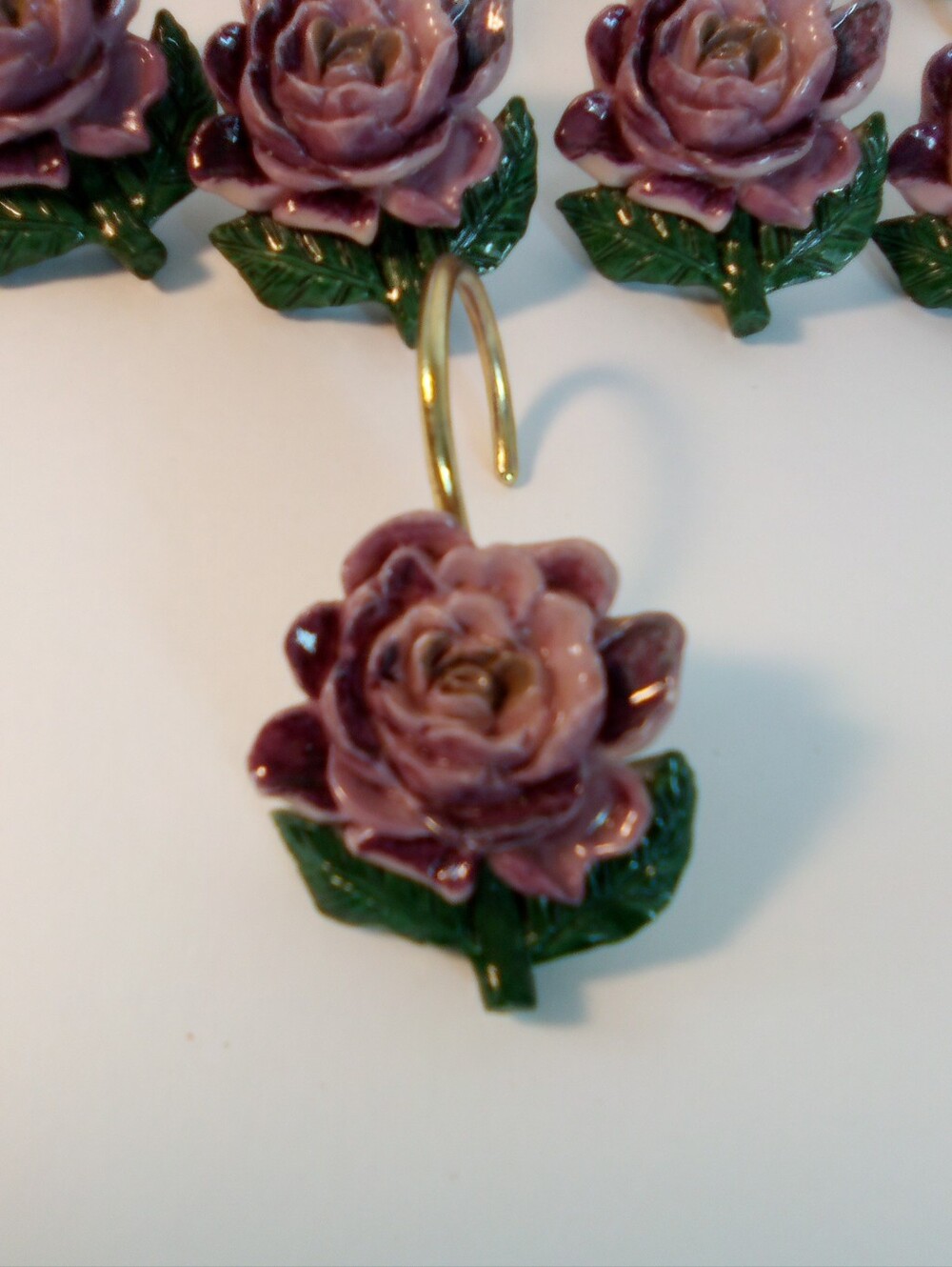 Purple Rose Shower Curtain Hooks Set Of 12